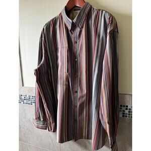 COOGI Plum Rust Gray Striped Sport Shirt Cotton SZ 4XL NWOT